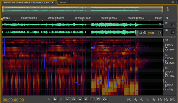 Adobe Audition showing audio signals in the USA