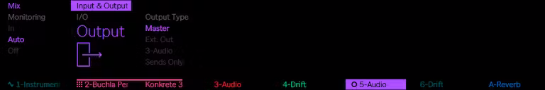 Output settings in Track Mix mode