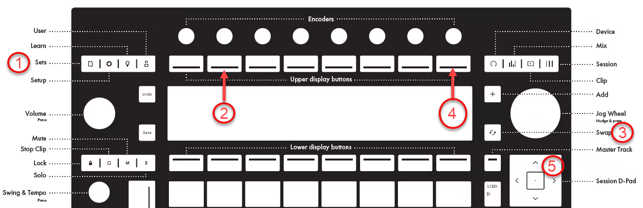 Portion of an Ableton Push 3, Showing Controls For Continuous Sound