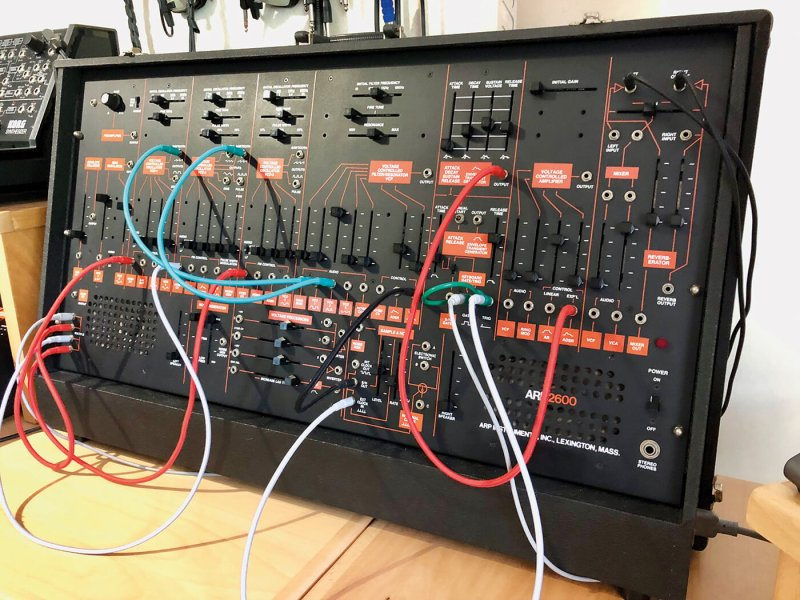 Newer model ARP 2600 showing patch cables