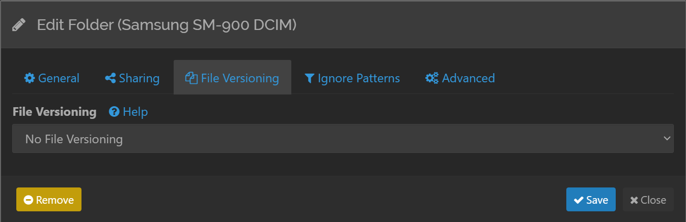 SyncTrayzor Edit Folder Versioning
