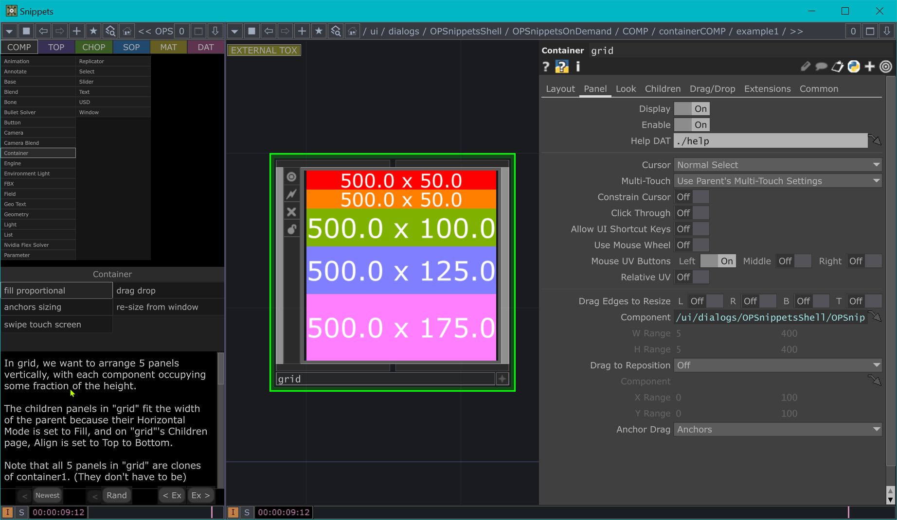 Operator Snippets window<br>Mouse over the image to enlarge it Operator Snippets window<br>Mouse over the image to enlarge it