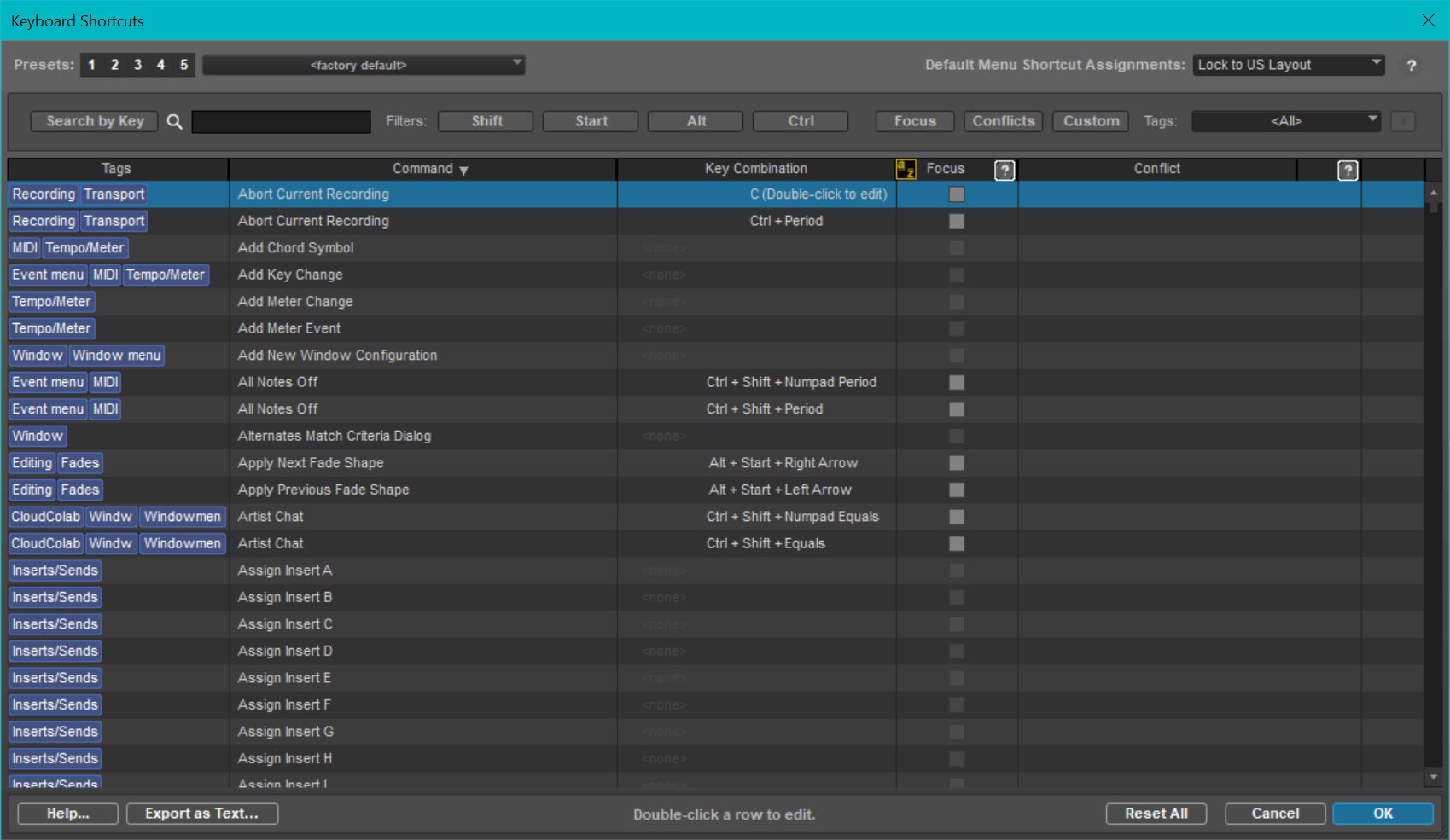 Pro Tools key map