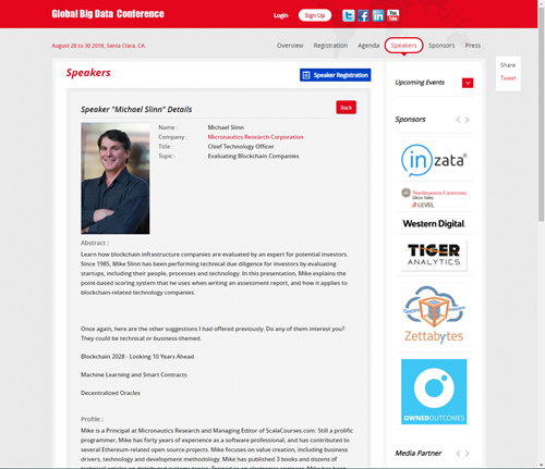 Global Big Data Conference featuring me as a speaker Global Big Data Conference featuring me as a speaker