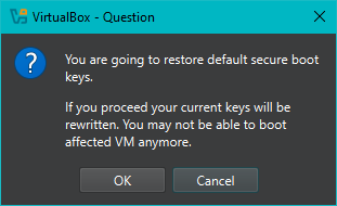 Enable Secure Boot in the VirtualBox VM settings Enable Secure Boot in the VirtualBox VM settings