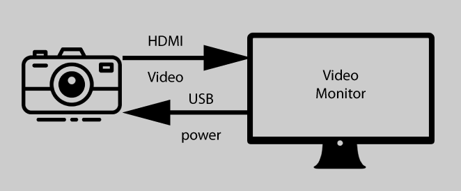 Video monitor and power for camera