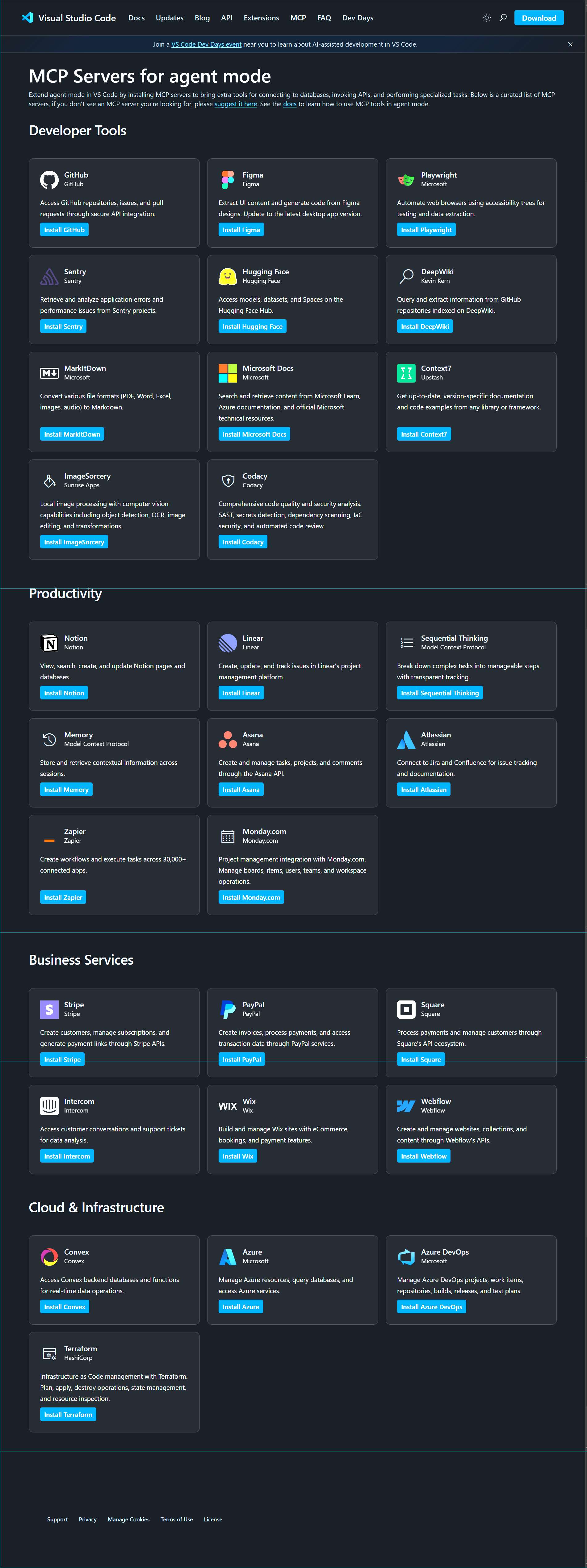 Visual Studio Code has first-class support for MCP