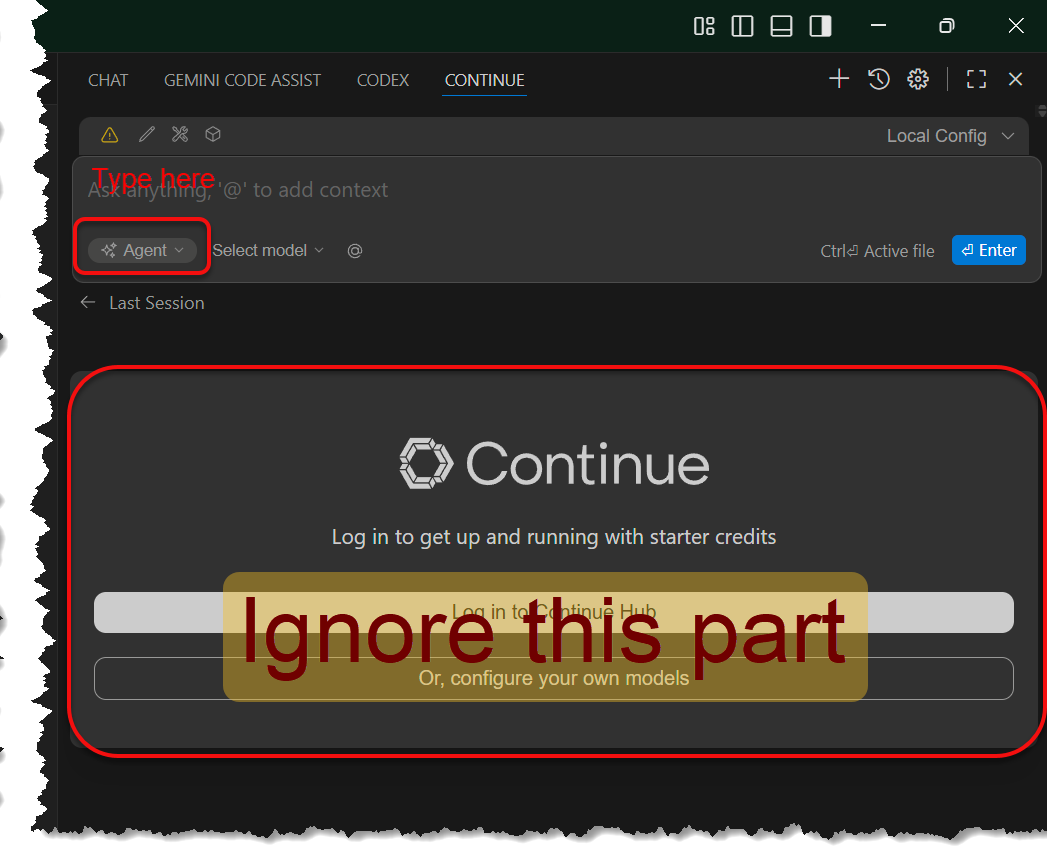 Continue user interface