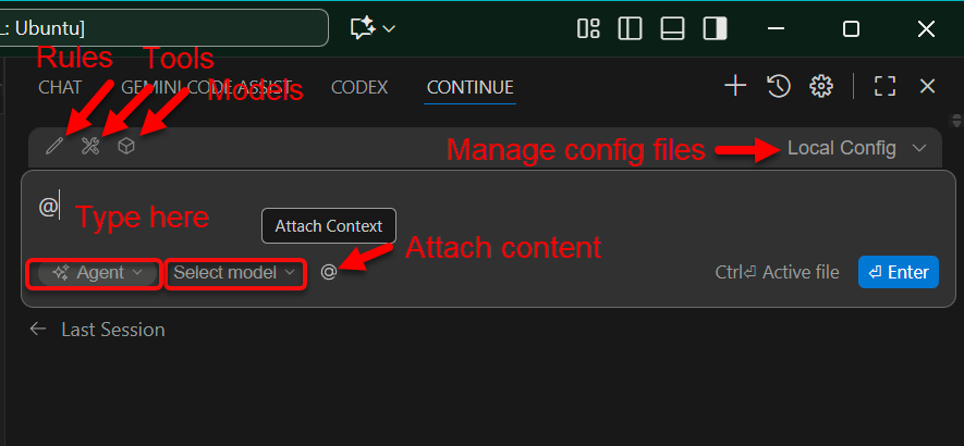 Continue user interface magnified